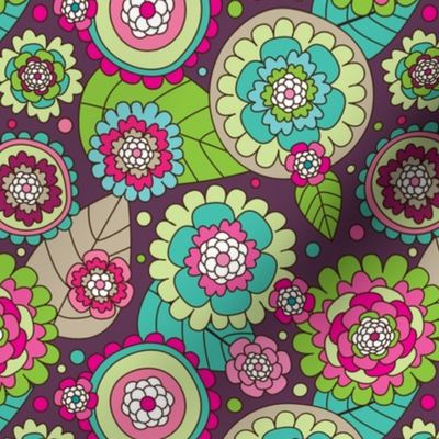 Retro flower blossom purple pattern