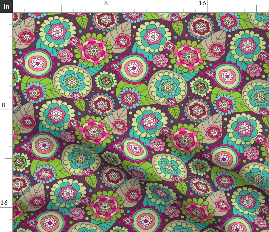 Retro flower blossom purple pattern