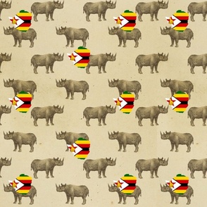 Zimbabwe map on Rhinoceros background 