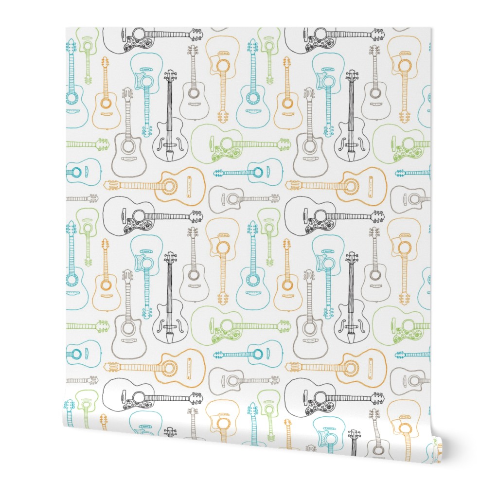 Rock music instrument guitar pattern blue green boys