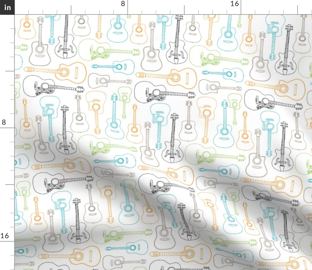 Rock music instrument guitar pattern blue green boys