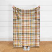large boho casual plaid - western green yellow terracotta - textured wonky gingham wallpaper and fabric