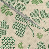 Shamrock Cross Stitch (Green Cream large scale)  