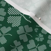 Shamrock Cross Stitch (White on Green small scale)  