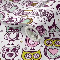 Cute vintage owl illustration kids pattern