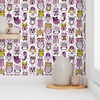 Cute vintage owl illustration kids pattern