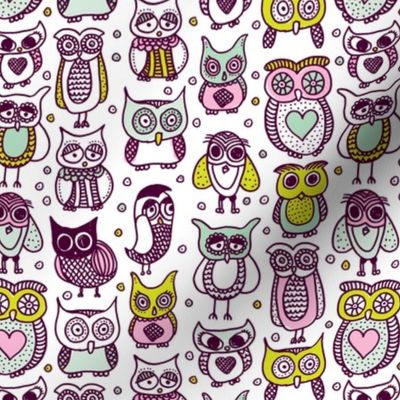 Cute vintage owl illustration kids pattern