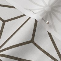 04 Geometric Stars- Japanese Hemp Leaves- Asanoha- Bark Brown on Off White Background- Petal Solids Coordinate- Medium