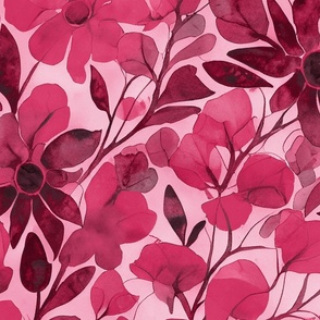 Abstract Watercolor Flower Pattern Coral Pink