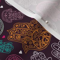 Hamsa hand of fatima moroccan arabic ornament pattern