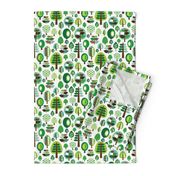 Retro green nature tree leaf and forest pattern illustration with apples