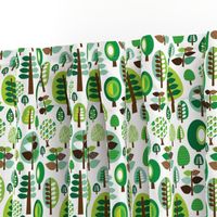 Retro green nature tree leaf and forest pattern illustration with apples