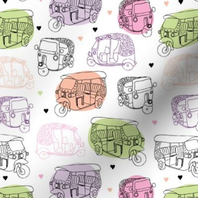 Tuctuc auto rickshaw india travel illustration pattern