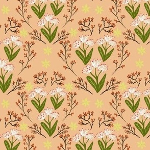 Ditzy Early spring diamond pattern peach background 
