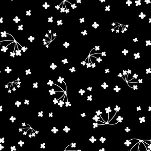 Black and white simple small floral pattern
