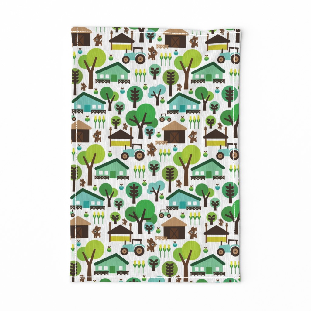 Retro farm animal kids pattern