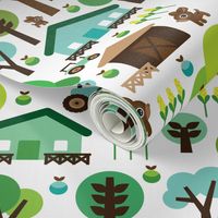 Retro farm animal kids pattern