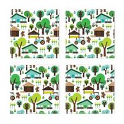 Retro farm animal kids pattern