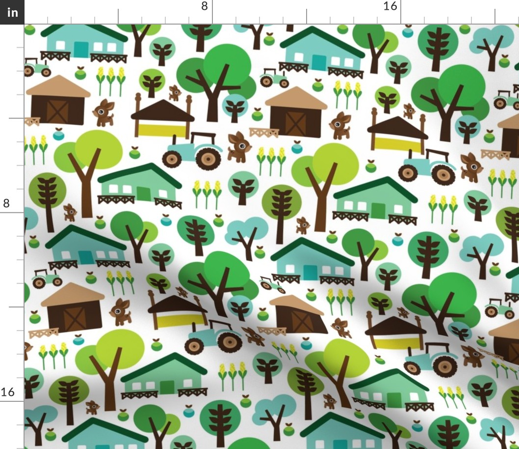 Retro farm animal kids pattern