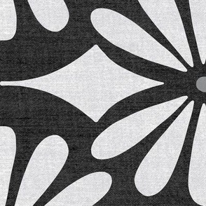 Solstice - Boho Geometric Black and White Woven Texture Jumbo Scale 