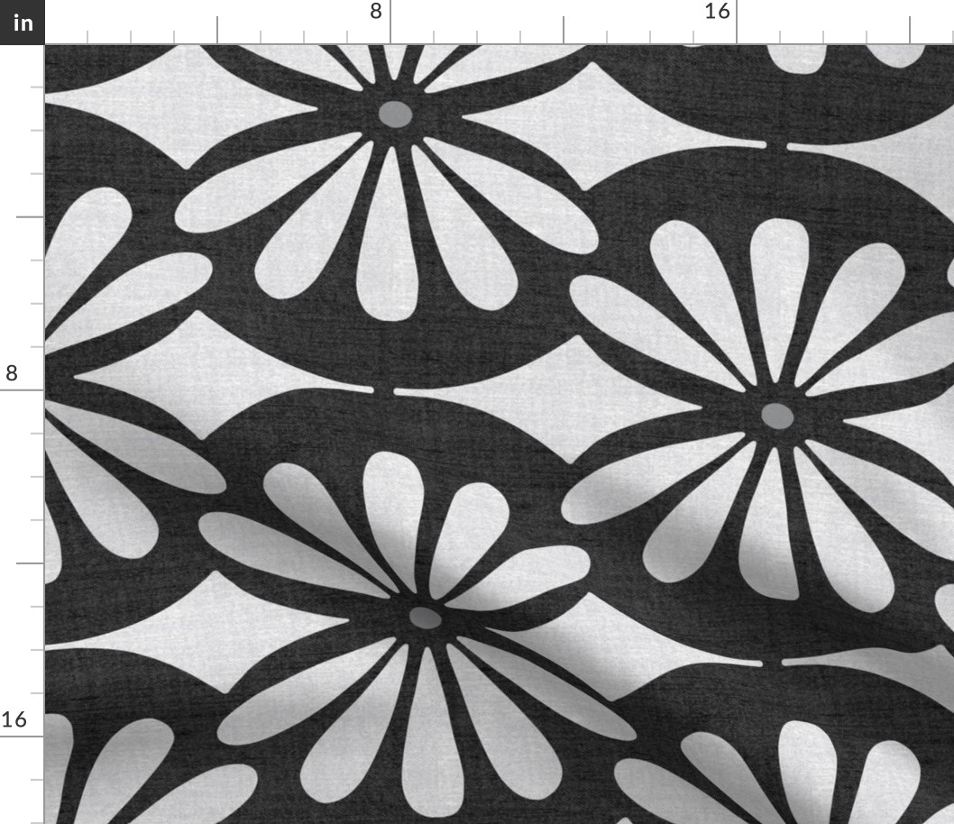 Solstice - Boho Geometric Black and White Woven Texture Jumbo Scale 