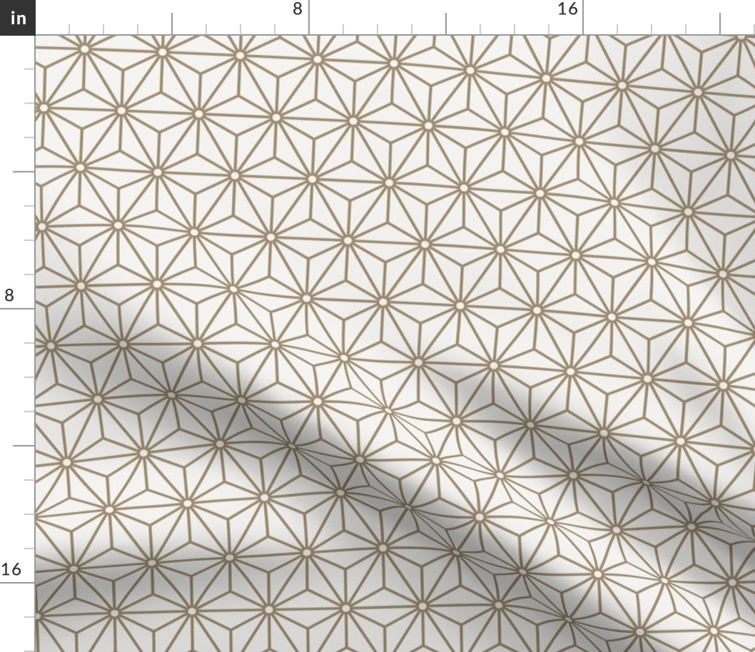 05 Geometric Stars- Japanese Hemp Leaves- Asanoha- Mushroom Brown on Off White Background- Petal Solids Coordinate- Small