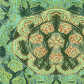 GREEN MEDALLIONS-WALLPAPER