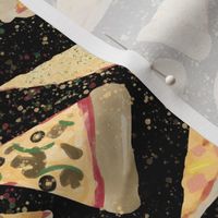 Watercolor Pizza Slices on Black