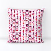 Retro red pink flower blossom pattern