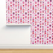 Retro red pink flower blossom pattern