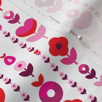 Retro red pink flower blossom pattern