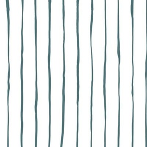 Hand Drawn Doodle Pinstripes, Vining Ivy Green and White (Medium Scale)