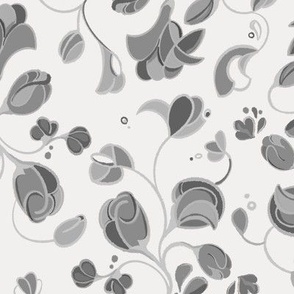[Medium] Complex Bleed Flowers Wallpaper Gray