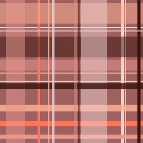 Plaid in redwood marsala coral pink beige brown