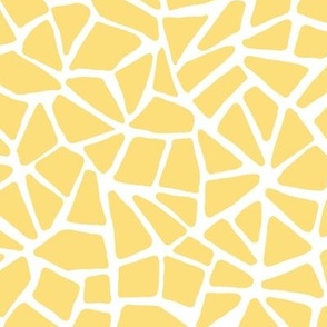 Hand Drawn Cracked Kintsugi Mosaic, White on Mustard Yellow (Medium Scale)