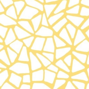 Hand Drawn Cracked Kintsugi Mosaic, Mustard Yellow and White (Medium Scale)