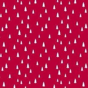 tiny scale minimalist trees - white on red