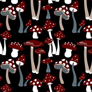 Magic Blood Red Mushrooms Cartoon Stylish All Over Print