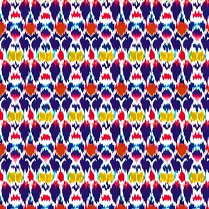 Red, yellow, and blue Ikat