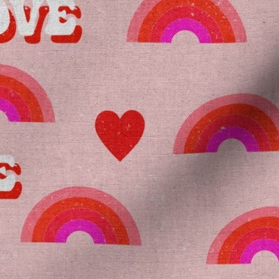 Large / Retro Valentine Love, Hearts and Rainbows