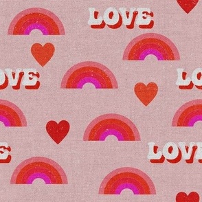 Retro Valentine Love, Hearts and Rainbows