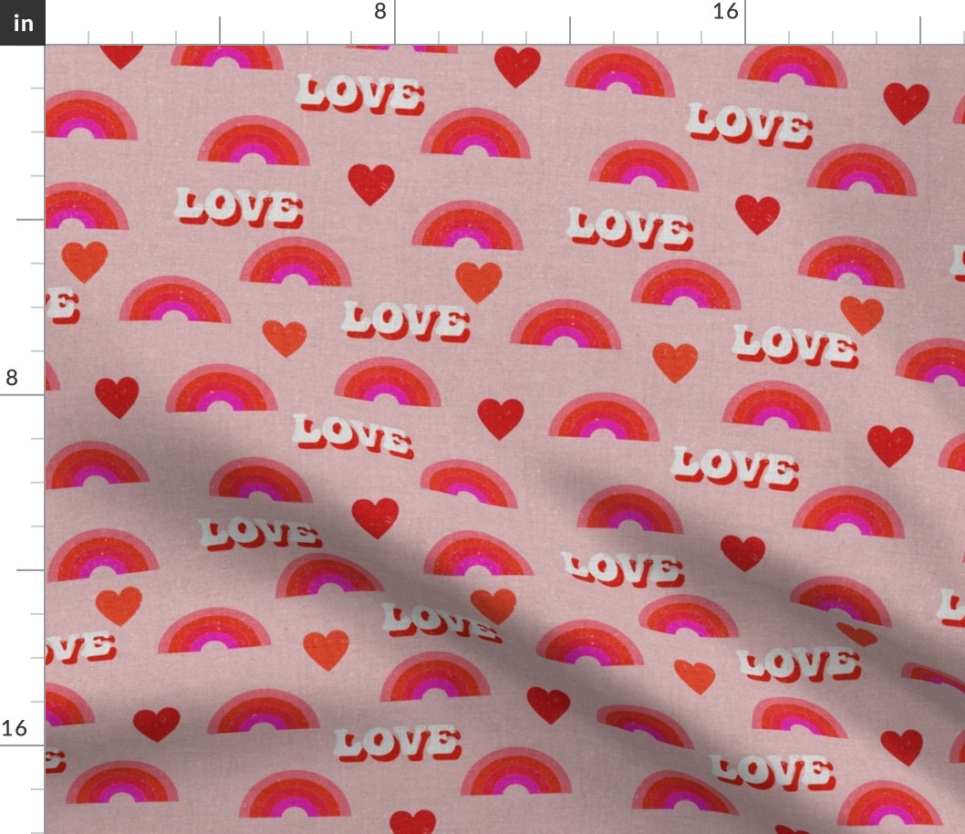 Retro Valentine Love, Hearts and Rainbows