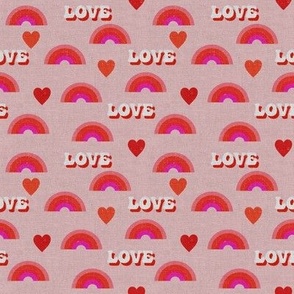 Small / Retro Valentine Love, Hearts and Rainbows