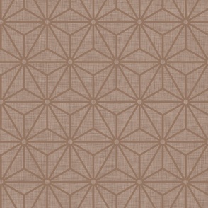 06 Geometric Stars- Japanese Hemp Leaves- Asanoha- Linen Texture on Mocha Brown Background- Petal Solids Coordinate- Medium