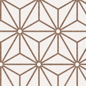 06 Geometric Stars- Japanese Hemp Leaves- Asanoha- Mocha Brown on Off White Background- Petal Solids Coordinate- Extra Large