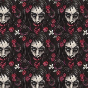 Scary Goth Girl In Roses