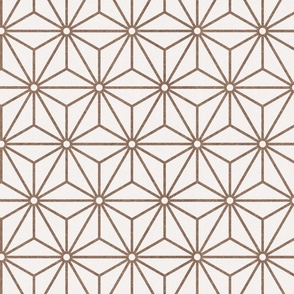 06 Geometric Stars- Japanese Hemp Leaves- Asanoha- Mocha Brown on Off White Background- Petal Solids Coordinate- Medium