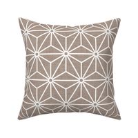 06 Geometric Stars- Japanese Hemp Leaves- Asanoha- White on Mocha Brown Background- Petal Solids Coordinate- Medium