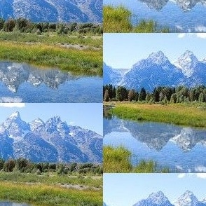 Grand Teton Mountains Snow Water Reflections- 18" x 12" Panel