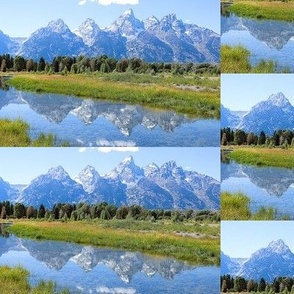 Grand Teton Mountains Snow Water Reflections- 6" Repeat